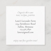 Carte De Visite Carré Herbes organiques de la ferme lavande Aromathérapi (Dos)