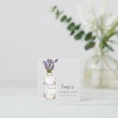 Carte De Visite Carré Herbes organiques de la ferme lavande Aromathérapi (Debout devant)