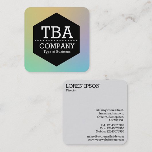 Carte De Visite Carré Hexagon noir - Gradient doux (Devant / Derrière)