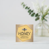 Carte De Visite Carré Hexagone Jaune Moderne Stylisé Bee Honey (Debout devant)