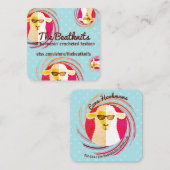 Carte De Visite Carré Hippie beatnik brebis tricot crochet logo (Devant / Derrière)