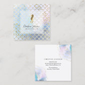 Carte De Visite Carré hippocampe d'or à l'échelle de poisson motif (Devant / Derrière)