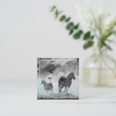 Carte De Visite Carré hippocampes gris turquoise (Debout devant)