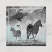 Carte De Visite Carré hippocampes gris turquoise (Devant)