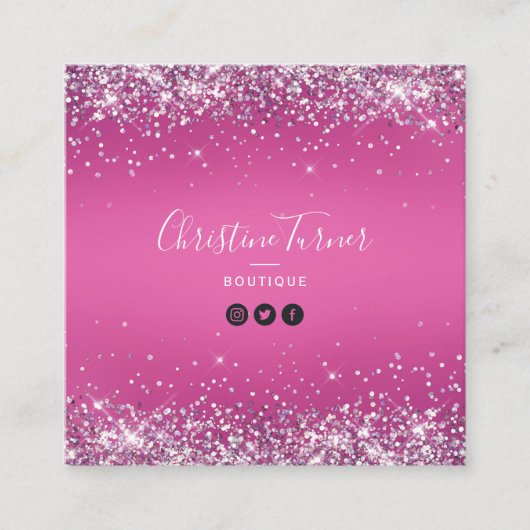 Carte De Visite Carré Holo rose moderne (Devant)