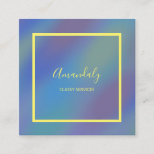 Carte De Visite Carré Holographe bleu maquillage ARTISTE Influenceur