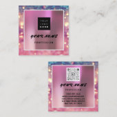 Carte De Visite Carré Holographe de maquillage Holographe unique QR CODE (Devant / Derrière)