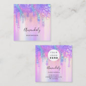 Carte De Visite Carré Holographe Drift Cosmetics Nails Pink Logo Beauté (Devant / Derrière)