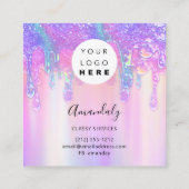 Carte De Visite Carré Holographe Drift Cosmetics Nails Pink Logo Beauté (Dos)