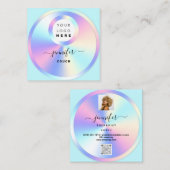 Carte De Visite Carré Holographe Holographe Holographe Code QR Logo Phot (Devant / Derrière)