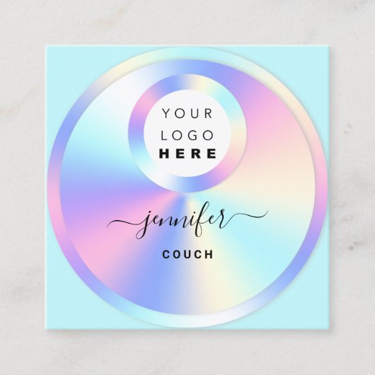 Carte De Visite Carré Holographe Holographe Holographe Code QR Logo Phot (Devant)