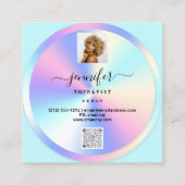 Carte De Visite Carré Holographe Holographe Holographe Code QR Logo Phot (Dos)