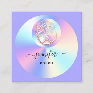Carte De Visite Carré Holographe Holographe Thérapiste de canapé Logo QR