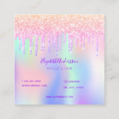 Carte De Visite Carré Holographe licorne parties scintillant goutte glam (Dos)