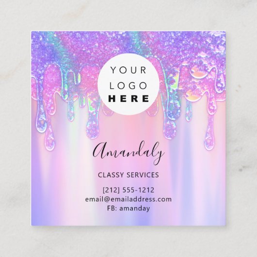 Carte De Visite Carré Holographe Soap Soap rose Logo Nettoyage Maid (Dos)