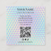 Carte De Visite Carré Holographic QR code Beige and Gold Lash Technician (Dos)