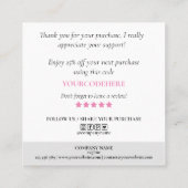 Carte De Visite Carré holographic script heart merci pour votre commande (Dos)