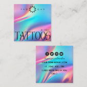 Carte De Visite Carré Holographie du salon de tatouage céleste (Devant / Derrière)