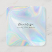 Carte De Visite Carré Holographie Script Propriétaire d'entreprise Moder (Devant)