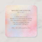Carte De Visite Carré Holographique Blush rose moderne Monogramme élégan (Dos)