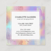 Carte De Visite Carré Holographique iridescente feuille dorée (Dos)