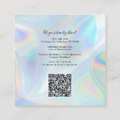 Carte De Visite Carré Holographique moderne QR Code Salon de beauté (Dos)