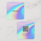 Carte De Visite Carré Holographique personnalisé Nom, profession, code q (Devant / Derrière)