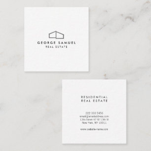 Carte De Visite Carré Home Logo Realtor noir et blanc