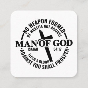 Carte De Visite Carré Homme de Dieu, Aucune Arme Formée Contre Moi Sera