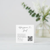 Carte De Visite Carré Honeymoon Fund Wedding Request Enclosure QR Card (Debout devant)