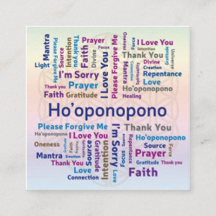 Carte De Visite Carré Ho'oponopono Word Cloud - Mantra - Self Love