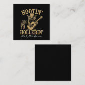Carte De Visite Carré Hootin’ mène à Hollerin’ - Un Chouette Cowboy Joue (Devant / Derrière)