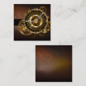 Carte De Visite Carré Horloge Steampunk avec des engrenages anciens (Devant / Derrière)