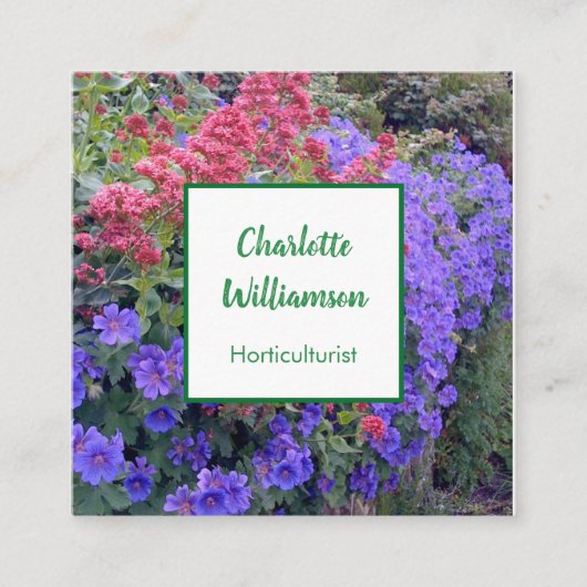 Carte De Visite Carré Horticulteur Floral (Devant)