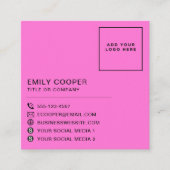 Carte De Visite Carré Houndstooth moderne Ajouter logo noir blanc néon r (Devant)