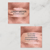 Carte De Visite Carré Huile d'or rose | Or Rose brossé (Devant / Derrière)