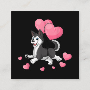 Carte De Visite Carré Husky Valentines Day Holding
