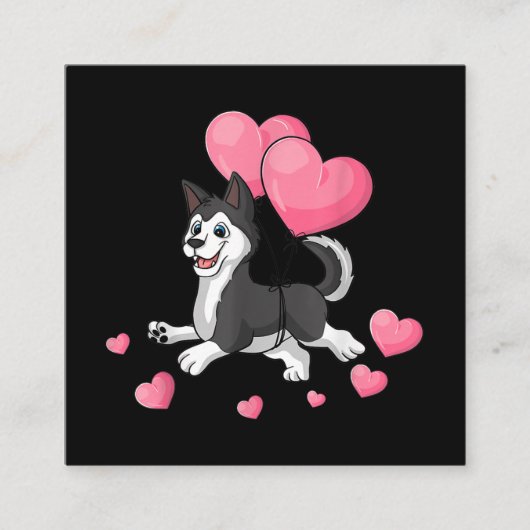 Carte De Visite Carré Husky Valentines Day Holding (Devant)