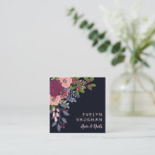 Carte De Visite Carré Hydrangée de Bourgogne et Roses roses roses (Debout devant)