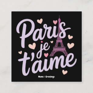 Carte De Visite Carré I Love Paris Je t'aime Tour Eiffel France T-shirt