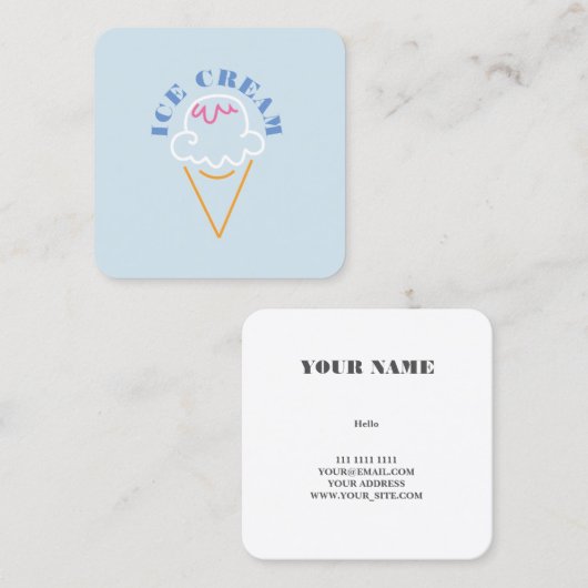 Carte De Visite Carré Ice cream business card (Devant / Derrière)