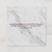 Carte De Visite Carré Icône Bambou | Texture Marbre blanc (Dos)