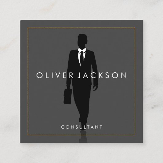 Carte De Visite Carré Icône Business Consultant (Devant)