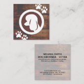 Carte De Visite Carré Icône Chien de caniche | Pâtes | Bois (Devant / Derrière)