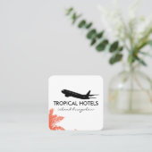 Carte De Visite Carré Icône d'avion de l'île tropicale Agent de voyage (Debout devant)