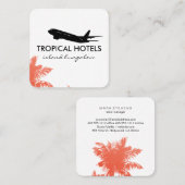Carte De Visite Carré Icône d'avion de l'île tropicale Agent de voyage (Devant / Derrière)