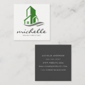 Carte De Visite Carré Icône de construction verte (Devant / Derrière)