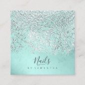 Carte De Visite Carré ID Turquoise argenté Abstrait775 (Devant)