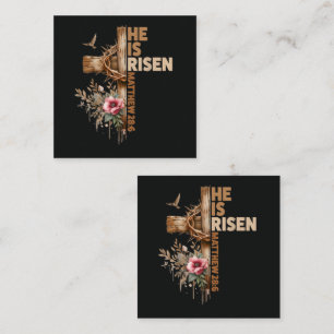 Carte De Visite Carré Il est ressuscité Jésus chrétien religieux Pâques
