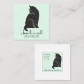 Carte De Visite Carré Illustration de chat noir Cat Care (Devant / Derrière)